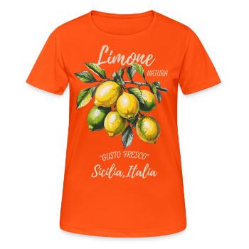 Limone Citrus Italia Design - Frauen T-Shirt atmungsaktiv - Neonorange - Vorne - AI Model Female 172 dark (172cm)