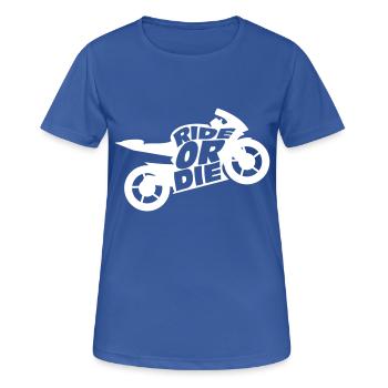 Reiten oder sterben - Frauen T-Shirt atmungsaktiv - Royalblau - Vorne - AI Model Female 172 light (172cm)