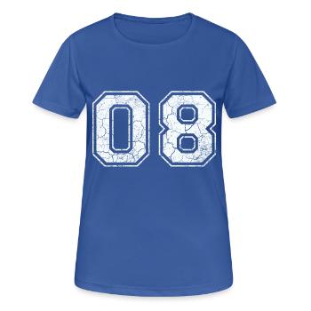 08 dans blanc in Used Look - T-shirt respirant Femme - bleu royal - Devant - AI Model Female 172 light (172cm)