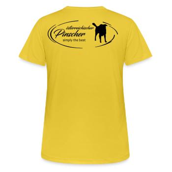 simply österreichischer pinscher - Frauen T-Shirt atmungsaktiv - Sonnengelb - Hinten - AI Model Female 172 dark (172cm)