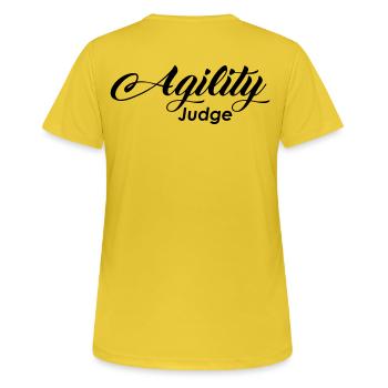 agility judge - Frauen T-Shirt atmungsaktiv - Sonnengelb - Hinten - AI Model Female 172 dark (172cm)