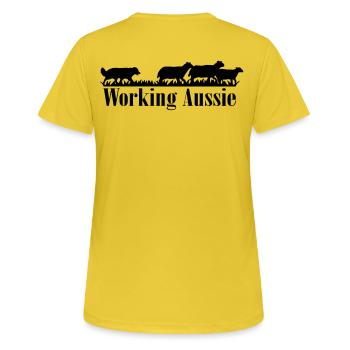 Working Aussie - Frauen T-Shirt atmungsaktiv - Sonnengelb - Hinten - AI Model Female 172 dark (172cm)