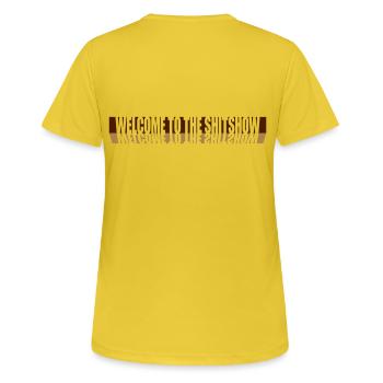 Réflexion Bienvenue Shitshow - T-shirt respirant Femme - jaune soleil - Dos - AI Model Female 172 dark (172cm)