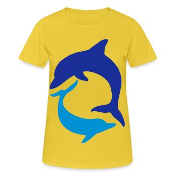 Delphin - Frauen T-Shirt atmungsaktiv - Sonnengelb - Vorne - AI Model Female 172 dark (172cm)