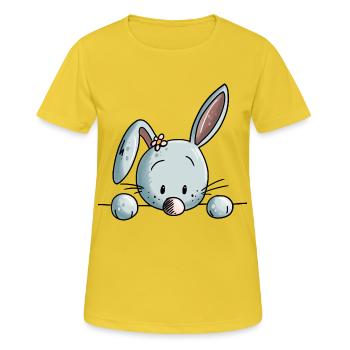 petit lapin doux - Lapin - Lapin - BD - T-shirt respirant Femme - jaune soleil - Devant - AI Model Female 172 dark (172cm)