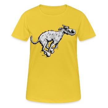 Sportlicher Irischer Wolfshund - Frauen T-Shirt atmungsaktiv - Sonnengelb - Vorne - AI Model Female 172 dark (172cm)