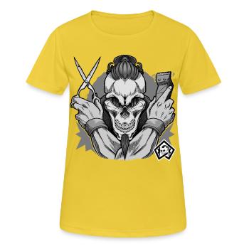 Friseur, Barber, Haarschnitt, Friseurmeister - Frauen T-Shirt atmungsaktiv - Sonnengelb - Vorne - AI Model Female 172 dark (172cm)