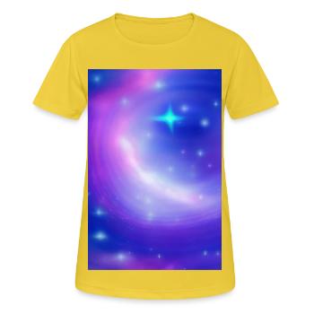 Galaxie Bild - Frauen T-Shirt atmungsaktiv - Sonnengelb - Vorne - AI Model Female 172 dark (172cm)