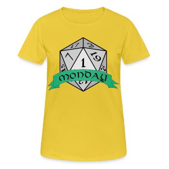 Montagswürfel-Emblem - Frauen T-Shirt atmungsaktiv - Sonnengelb - Vorne - AI Model Female 172 dark (172cm)
