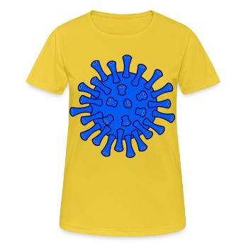 Blaues Covid-Molekül Illustration - Frauen T-Shirt atmungsaktiv - Sonnengelb - Vorne - AI Model Female 172 dark (172cm)