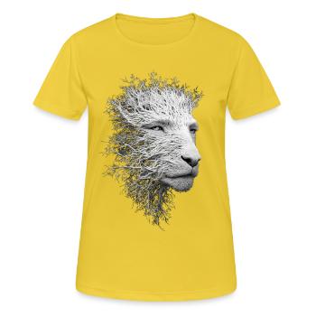 Lionne Racines Surréaliste Nature Artistique Complexe - T-shirt respirant Femme - jaune soleil - Devant - AI Model Female 172 dark (172cm)