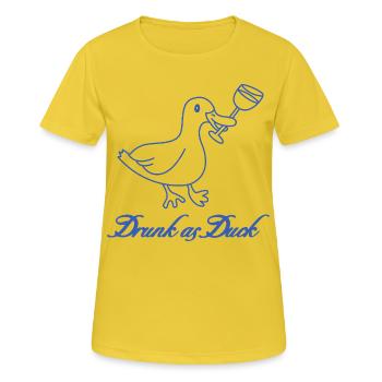 Drunk as Duck – Lustiges Trink-Wortspiel - Frauen T-Shirt atmungsaktiv - Sonnengelb - Vorne - AI Model Female 172 dark (172cm)