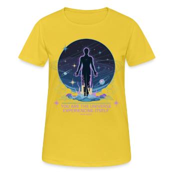 Être céleste | Alan Watts Citation Conception - T-shirt respirant Femme - jaune soleil - Devant - AI Model Female 172 dark (172cm)
