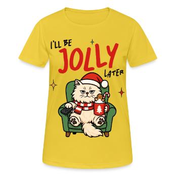 Festif Chat Douillet Illustration - T-shirt respirant Femme - jaune soleil - Devant - AI Model Female 172 dark (172cm)