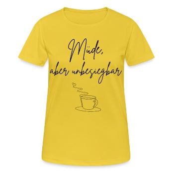 Fatigué mais invincible - T-shirt respirant Femme - jaune soleil - Devant - AI Model Female 172 dark (172cm)