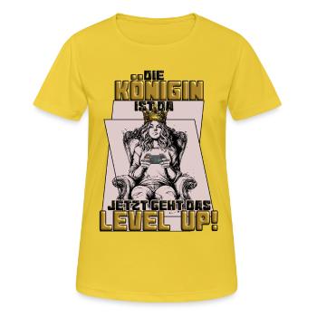 La reine est là, maintenant le jeu de niveau supérieur commence - T-shirt respirant Femme - jaune soleil - Devant - AI Model Female 172 dark (172cm)