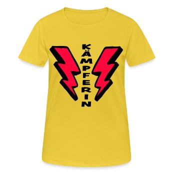 Mutmacher KÄMPFERIN für Mädchen und Frauen - Frauen T-Shirt atmungsaktiv - Sonnengelb - Vorne - AI Model Female 172 dark (172cm)