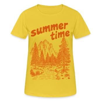 Sommerzeit Natursilhouette - Frauen T-Shirt atmungsaktiv - Sonnengelb - Vorne - AI Model Female 172 dark (172cm)