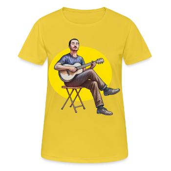 ACOUSTIC GUITARIST - sound & vision - T-shirt respirant Femme - jaune soleil - Devant - AI Model Female 172 dark (172cm)