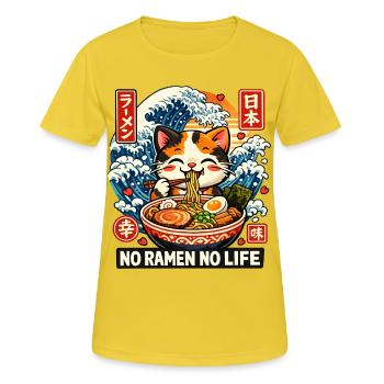 Ramen Katze Kanagawa - Frauen T-Shirt atmungsaktiv - Sonnengelb - Vorne - AI Model Female 172 dark (172cm)
