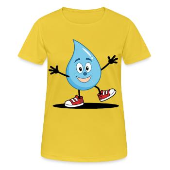 Ein lustiger Wassertropfen Gesicht in Turnschuhen - Frauen T-Shirt atmungsaktiv - Sonnengelb - Vorne - AI Model Female 172 dark (172cm)