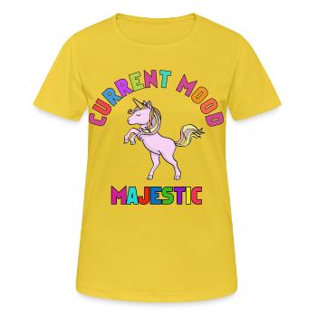 Current Mood Majestic – Einhorn für Girls - Frauen T-Shirt atmungsaktiv - Sonnengelb - Vorne - AI Model Female 172 dark (172cm)