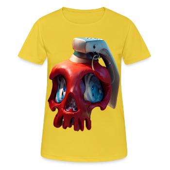Roter Schädel mit VR-Headset - Frauen T-Shirt atmungsaktiv - Sonnengelb - Vorne - AI Model Female 172 dark (172cm)
