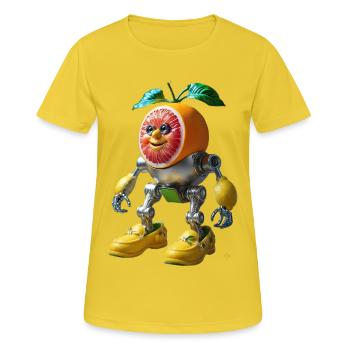Juicy Robo Zitrus - Frauen T-Shirt atmungsaktiv - Sonnengelb - Vorne - AI Model Female 172 dark (172cm)