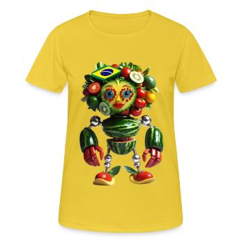 Fruit Robot with Flag Head - Women's Breathable T-Shirt - sunshine - Front - AI Model Female 172 dark (172cm)