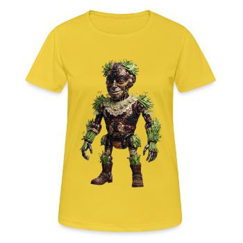 Armure de flore botanique du golem - T-shirt respirant Femme - jaune soleil - Devant - AI Model Female 172 dark (172cm)