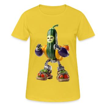 Cyborg robot légume courgette mignon - T-shirt respirant Femme - jaune soleil - Devant - AI Model Female 172 dark (172cm)