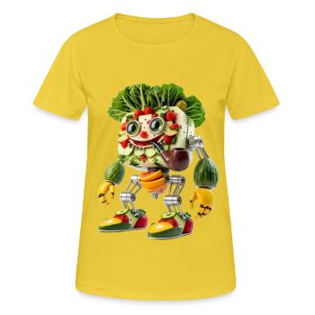 Mignonne pipe de smoking robot végétarien - T-shirt respirant Femme - jaune soleil - Devant - AI Model Female 172 dark (172cm)