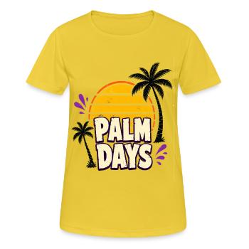 Palm Days – Couchers de soleil rétro et palmiers - T-shirt respirant Femme - jaune soleil - Devant - AI Model Female 172 dark (172cm)