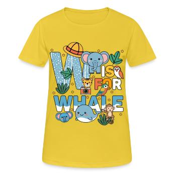 W c’est pour Fête du zoo de baleines Anniversaire du zoo de la jungle - T-shirt respirant Femme - jaune soleil - Devant - AI Model Female 172 dark (172cm)