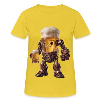 Robot de bière steampunk - T-shirt respirant Femme - jaune soleil - Devant - AI Model Female 172 dark (172cm)