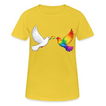 Friedenstaube Pride - Frauen T-Shirt atmungsaktiv - Sonnengelb - Vorne - AI Model Female 172 dark (172cm)