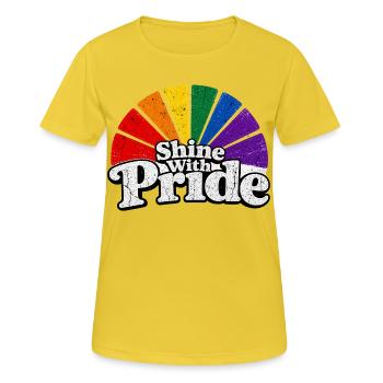 Shine With Pride LGBTQ Statement Retro CSD Fan - Women's Breathable T-Shirt - sunshine - Front - AI Model Female 172 dark (172cm)