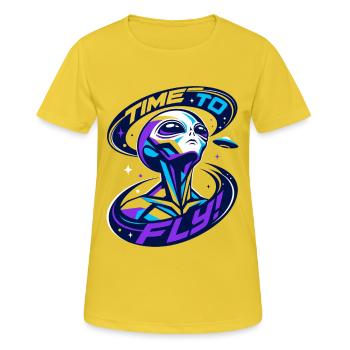 Time To Fly - Frauen T-Shirt atmungsaktiv - Sonnengelb - Vorne - AI Model Female 172 dark (172cm)