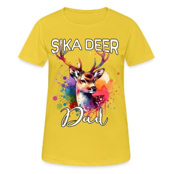 Papa de cerfs sika - T-shirt respirant Femme - jaune soleil - Devant - AI Model Female 172 dark (172cm)