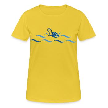 Sea Turtle in Wave Drawing - Women's Breathable T-Shirt - sunshine - Front - AI Model Female 172 dark (172cm)