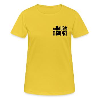 Das Haus an der Grenze - Frauen T-Shirt atmungsaktiv - Sonnengelb - Vorne - AI Model Female 172 dark (172cm)