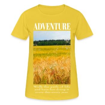 Aventure dans le champ de blé - T-shirt respirant Femme - jaune soleil - Devant - AI Model Female 172 dark (172cm)