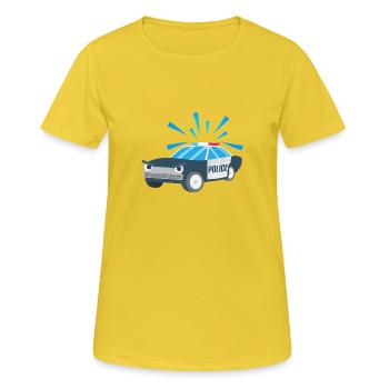 Chemise pour enfants Voiture de police Motif pour enfants Police - T-shirt respirant Femme - jaune soleil - Devant - AI Model Female 172 dark (172cm)