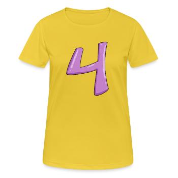 Nummer 4 Zahl Ziffer - Frauen T-Shirt atmungsaktiv - Sonnengelb - Vorne - AI Model Female 172 dark (172cm)