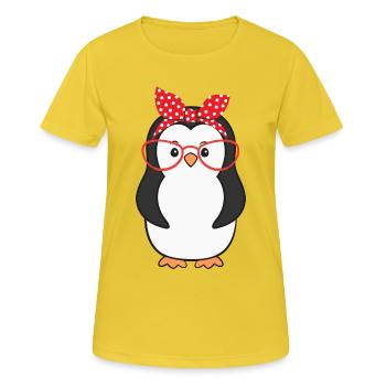 Pinguin Pinguine - Frauen T-Shirt atmungsaktiv - Sonnengelb - Vorne - AI Model Female 172 dark (172cm)