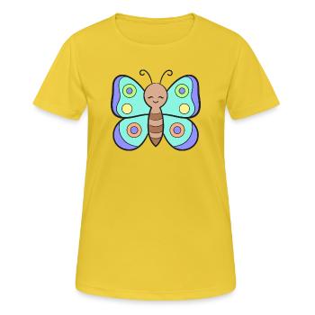 Papillons Papillons - T-shirt respirant Femme - jaune soleil - Devant - AI Model Female 172 dark (172cm)