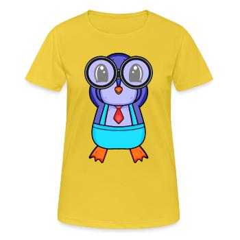 Télescope Astronomie Astronome Pingouin - T-shirt respirant Femme - jaune soleil - Devant - AI Model Female 172 dark (172cm)