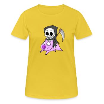 Grim Reaper Pig - Women's Breathable T-Shirt - sunshine - Front - AI Model Female 172 dark (172cm)