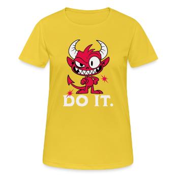 Fais-le. Diable effronté - T-shirt respirant Femme - jaune soleil - Devant - AI Model Female 172 dark (172cm)