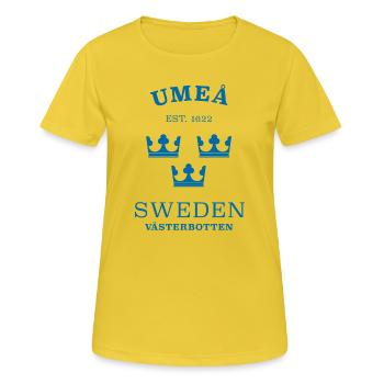 Umea, Suède, Suède - T-shirt respirant Femme - jaune soleil - Devant - AI Model Female 172 dark (172cm)